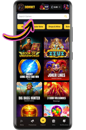 Selecting a slot on the casino page